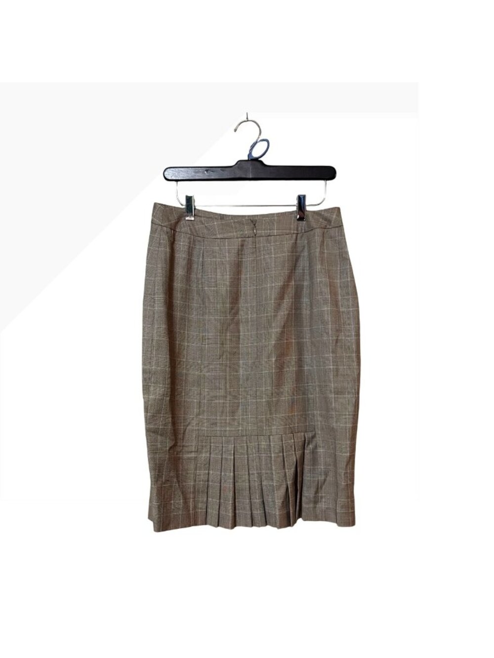 Brooks Brothers 346 Womens Wool Plaid Pleated Skirt Beige Size 8 Business Casual